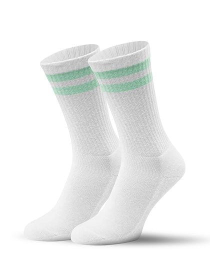 Sportive Socken Türkis Gestreift Weiß